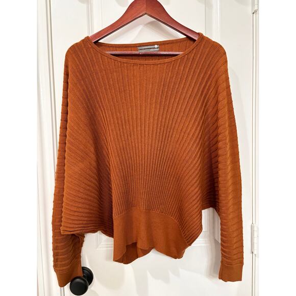 Anthropologie Karla Boat Neck Sweater Dolman Sleeve Rib Knit Alpaca Wool Pecan - Picture 3 of 9